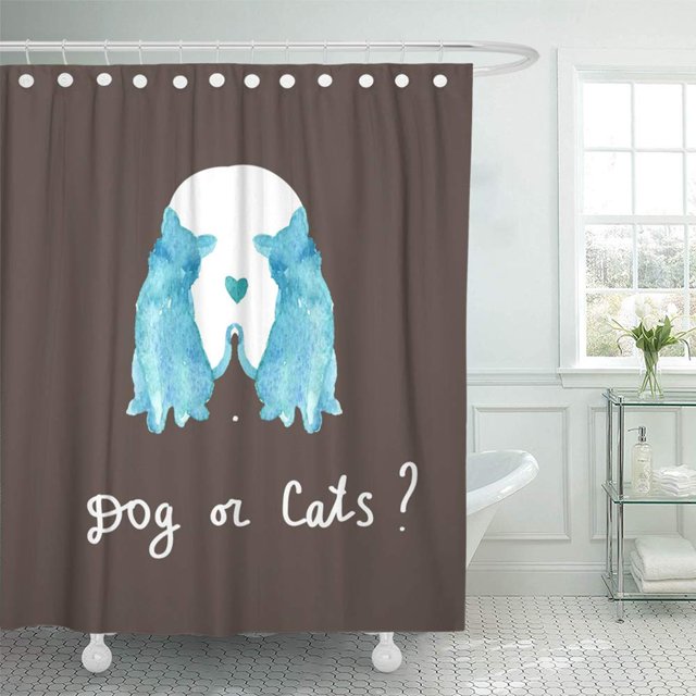 ABPHQTO Changeling gato perro ilusiones ópticas acuarela doblemente encantadora cortina de ducha de baño creativa 165x180 cm