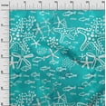 thumbnail image 3 of oneOone Georgette Viscose Turquoise Blue Fabric Starfish & Fish Fabric For Sewing Printed Craft Fabric By The Yard 42 Inch Wide, 3 of 6