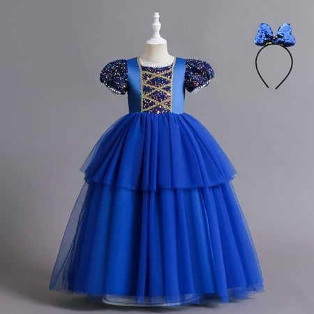 

Toddler Dress Children Baby Girls Middle-aged Children s Puff Sleeve Sequin Gauze Dress Princess Dress