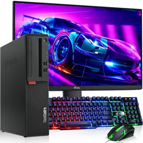 Restored Lenovo Windows 11 Pro Gaming Desktop PC, Intel Core i5-6500 6th Gen. 16GB DDR4 Ram, 512GB SSD, NVIDIA Graphics GT 1030 DDR5, 24 inch Monitor, WiFi, Gaming Keyboard & Mouse (Refurbished)