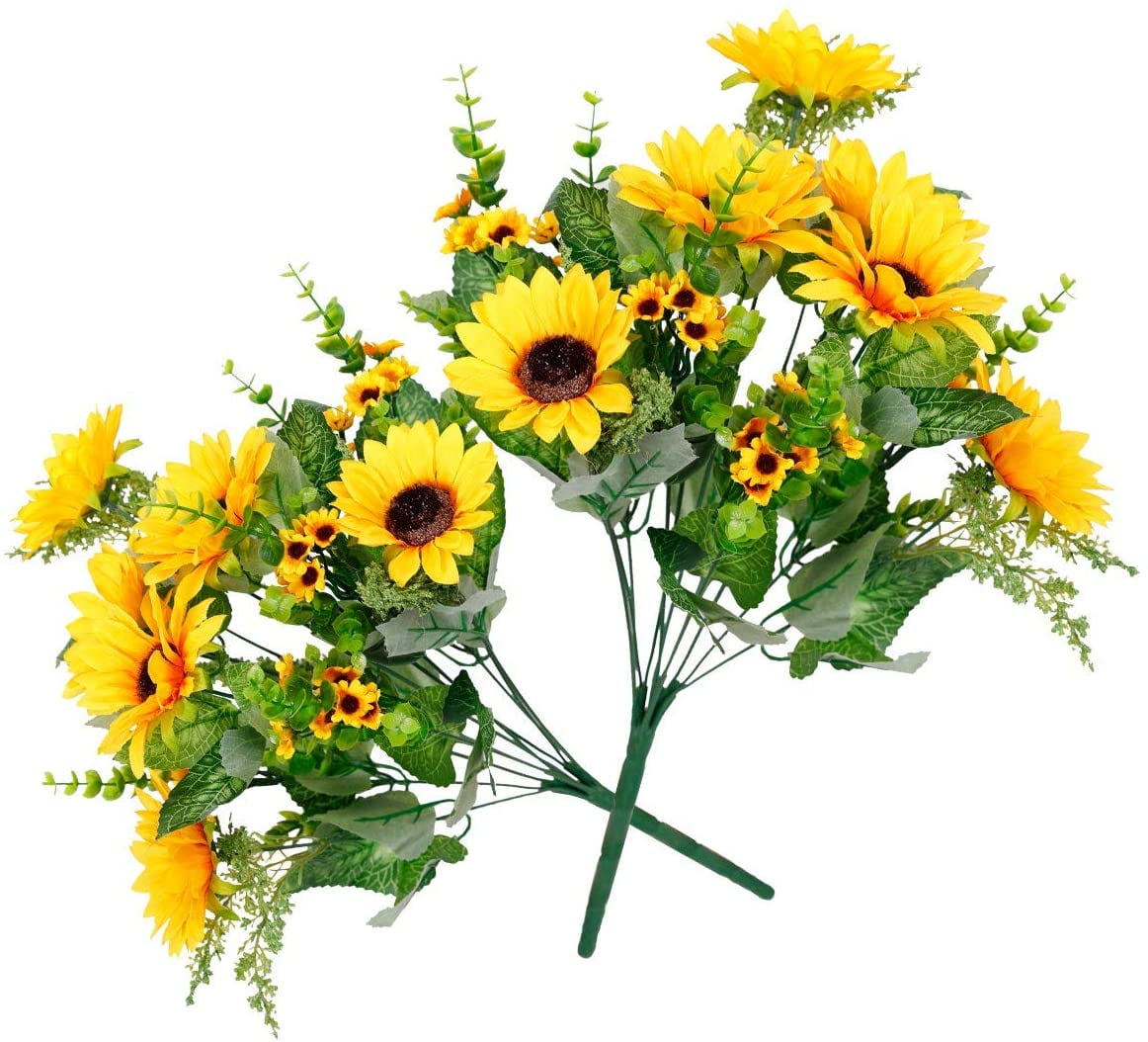 Artificial Flowers Fake Sunflowers Bouquet 2 Bunches/Pack Silk Flowers