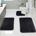 thumbnail image 4 of kttectoa Solid Color Bath Mats 3 Set Bathroom Rugs For 3 Pcs Toilet Mats Universal Soft Comfortable Water Absorption Non-Slip Thick Machine Washable Easier To Dry Dark Christmas Gifts, 4 of 8