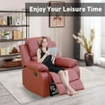 Aukfa Leather Recliner Chair, 38" Overstuffed Armchair Living Room Home Theater Lounge Seat, Red