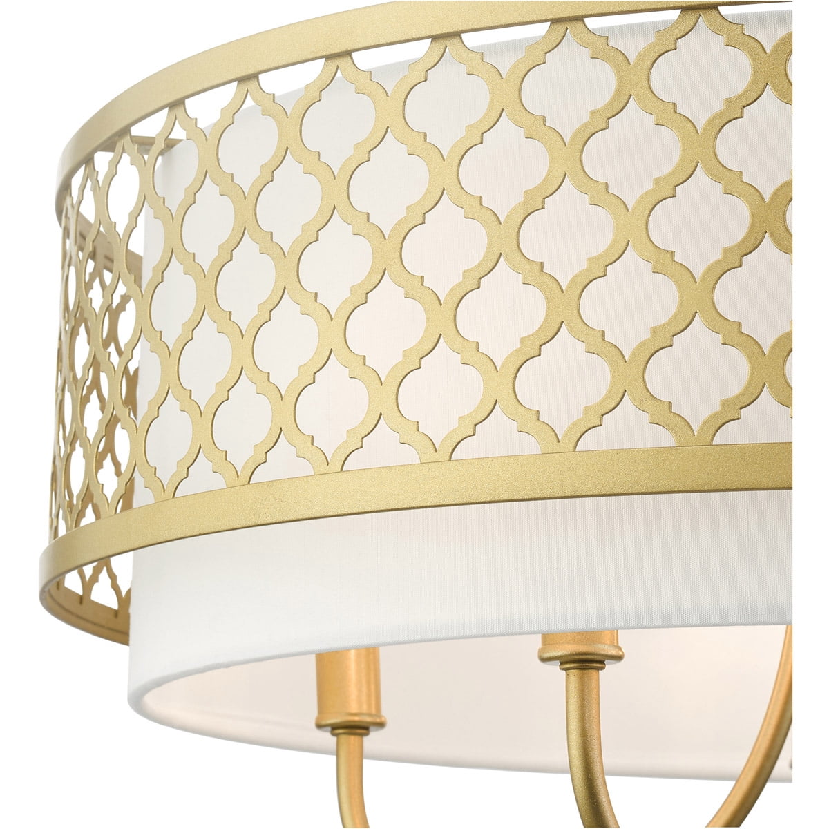 6 Light SG Pendant Chandelier with Hand Crafted Off-White Fabric Shade