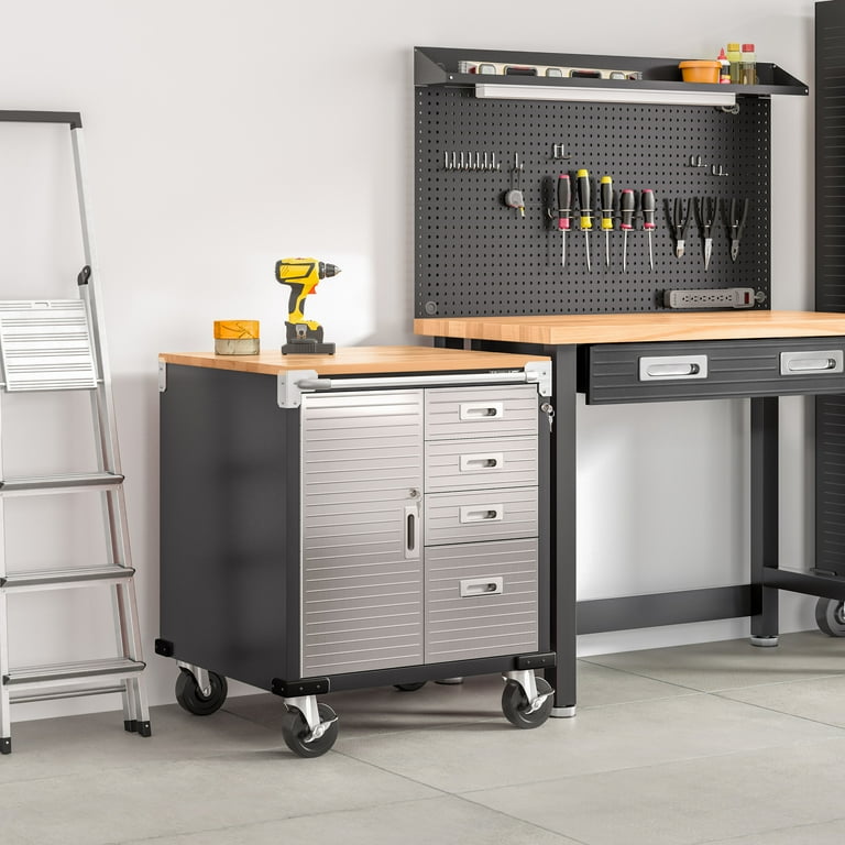 Seville UltraHD Rolling Workbench, Heavy Duty, 1-Door, 4-Drawer