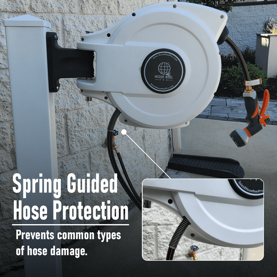 Hose Reel Pro 50ft Retractable Garden Hose Reel in White