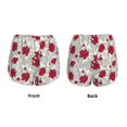 thumbnail image 5 of Vsdgher Leaves And Anemone Flowers In Red Grey Print Women's Running Double Layer Shorts High Waisted with Pockets Elastic Yoga Workout Athletic Gym Sports, 5 of 8