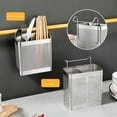 thumbnail image 6 of Kitchen Utensil Storage Holder, Stainless Steel Utensil Container Hanging, Mesh Utensil Drying Rack fork Chopsticks Storage Organizer (Silver), 6 of 6