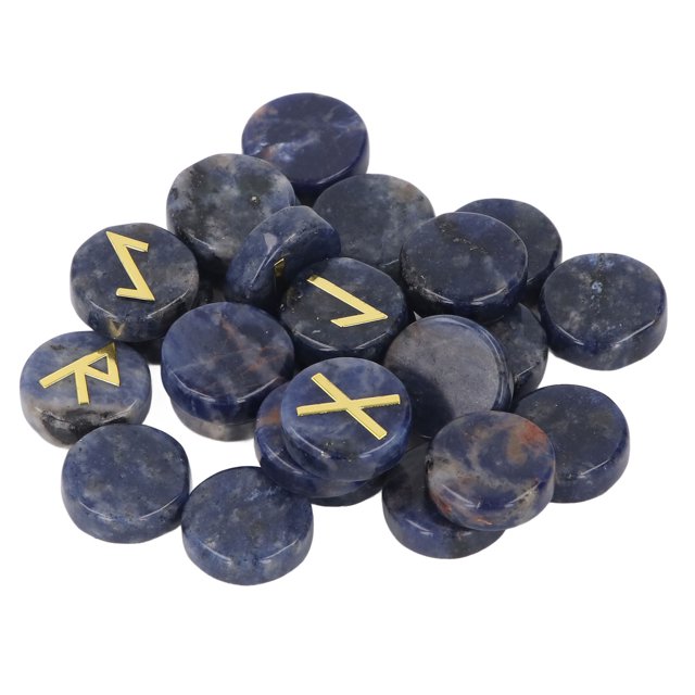 25Pcs Rune Stone Set Crystal, Crystal Stone Engraved with Gold Letters for Praying Wealth Luck Home Decor Yoga Meditation Board Games and Handicrafts