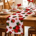 thumbnail image 5 of Pink Strawberry Table Runner 72 Inches, Spring Floral Watercolor Summer Botanical Bed Runner Dresser Scarves Tabletop for Indoor Outdoor Parties/Ceremony/Banquet, 13" x 72", 5 of 8
