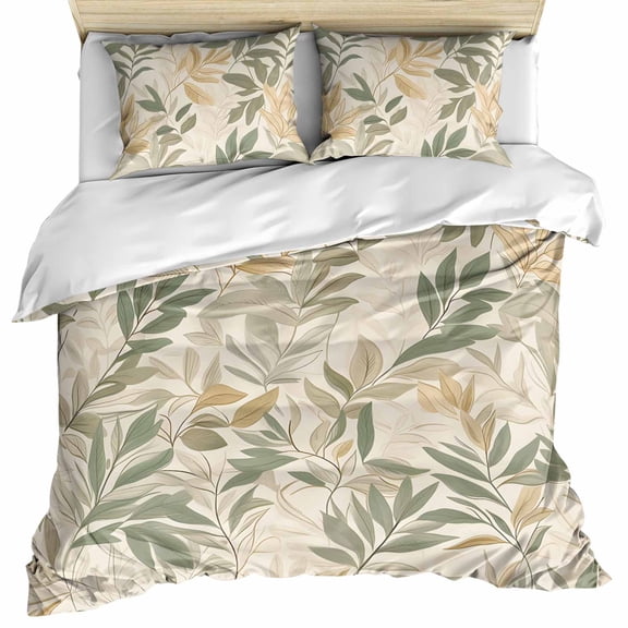 Sage Green Yellow Botanical Bedding 3 Piece Duvet Cover Set California King, Vintage Spring Summer Soft Microfiber Comforter Cover with Zipper Closure & Pillowcases, FadeResistant Quilt Cover