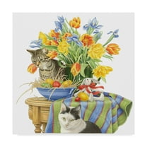 Trademark Fine Art 'Cats In The Flowers' Canvas Art by Francien Van Westering