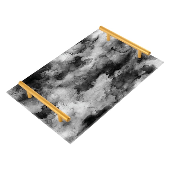 Iauyy Modern Square Bathroom Tray with Handles - Acrylic & Aluminum Alloy Vanity Countertop Organizer ,Punk Effect