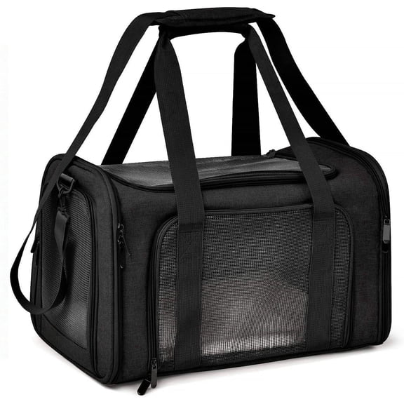 Dog Carrier Cat Carriers Pet Carrier for Small Cats Dogs Puppies up to 17lbs , Collapsible Travel Puppy Carrier Black