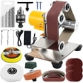 thumbnail image 1 of Grusce Mini Belt Sander Multifunctional Electric Belt Grinder 7 Adjustable Speed Electric Polishing Sharpener Machine 120-1000 Grit Small Electric Sander with Sanding Belt Polishing Pad, 1 of 10