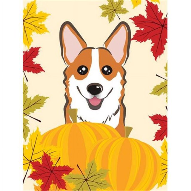 Carolines Treasures BB2060CHF Drapeau de Maison en Toile Corgi Rouge Action de Grâce