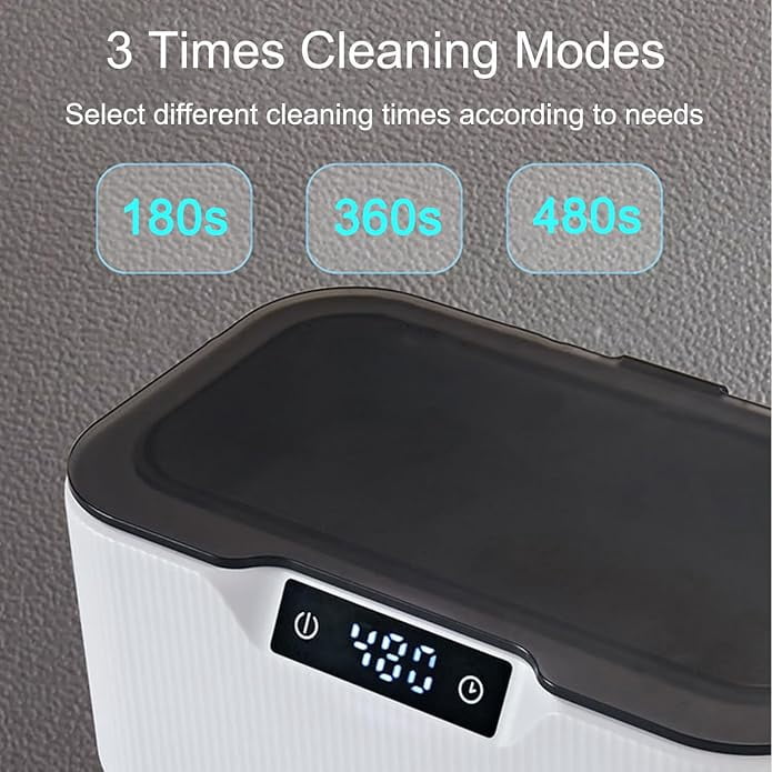 Behome Ultrasonic Jewelry Cleaner, 17oz 47KHz Professional Jewelry Cleaner, 3 Modes with Digital Timer, Portable Ultrasonic Cleaner for Jewelry, Eyeglasses, Rings, Watch Strap, White