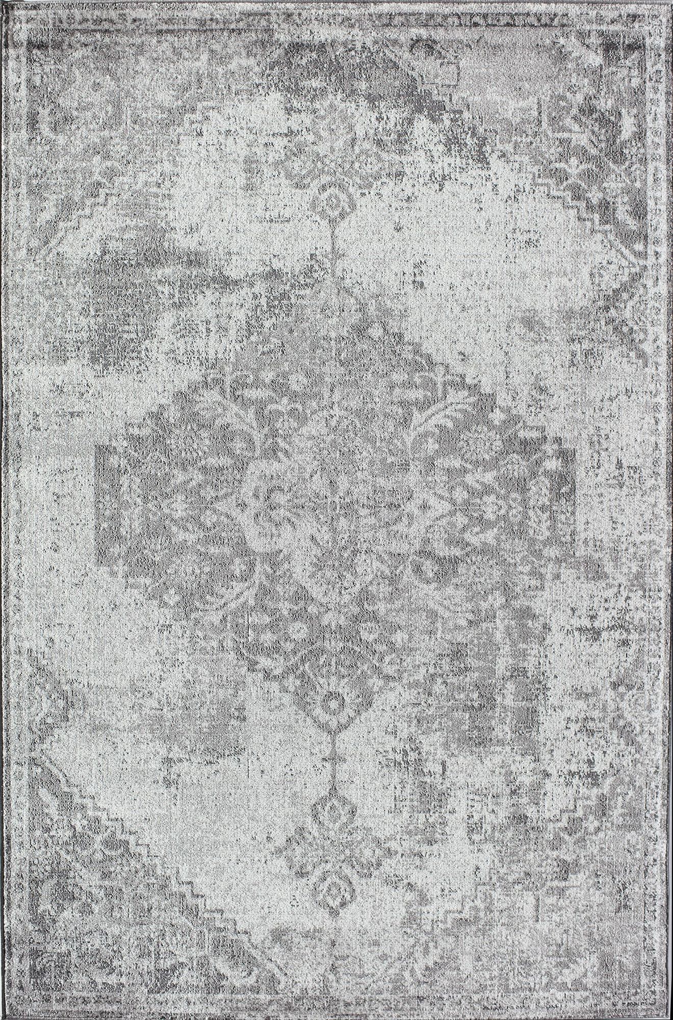 Freida FY35B Charcoal Vintage Farmhouse Light Gray Area Rug, 2'6"x4'