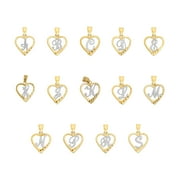 Golden Fire Solid 10k Two Tone Initial Heart Pendant - Personalized Jewelry