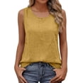 thumbnail image 3 of Holzkary Cotton Linen Tank Tops for Women 2Pc Loose Fit Cami Crop Tops Flowy Shirts Pullover Shirts Summer Tops for Women Relaxed Fit Camisole Solid Vest CrewNeck Plus Size Shirts Tunic To Hot Pink S, 3 of 9