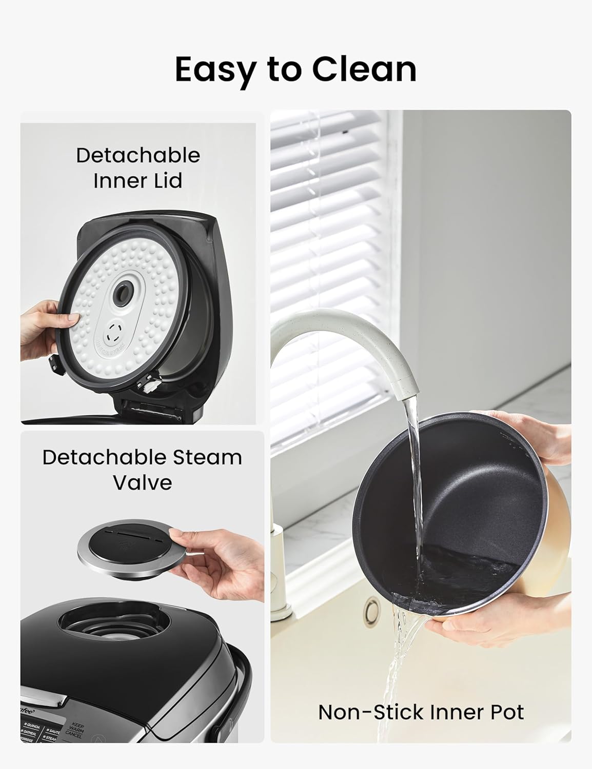 Rice Cooker 12 Cups Cooked/6 Cups Uncooked, Portable Non-Stick Rice Maker with Fuzzy Logic Technology
