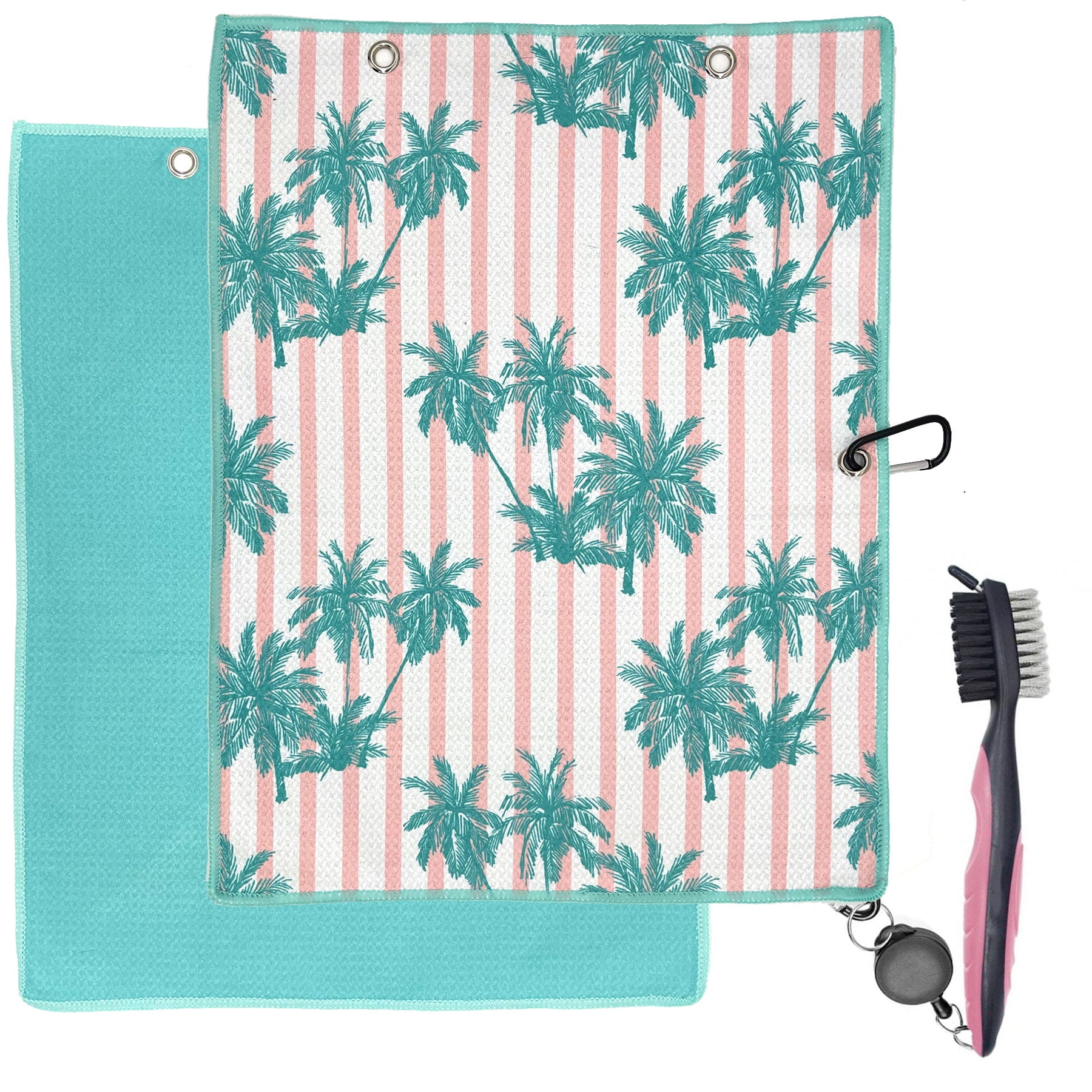 Rio Salto Golf Towel and Brush Set for Golf Bag Microfiber Waffle