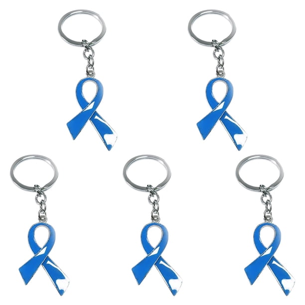 5pcs Día de la Concienciación Conmemorativo Llavero Colgante con Lazo Rojo