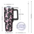 thumbnail image 2 of Pink Breast Cancer Tumbler with Handle and Lid,40oz Double Wall Vacuum Insulated Tumbler,Cups Gift for Women and Men, 2 of 7