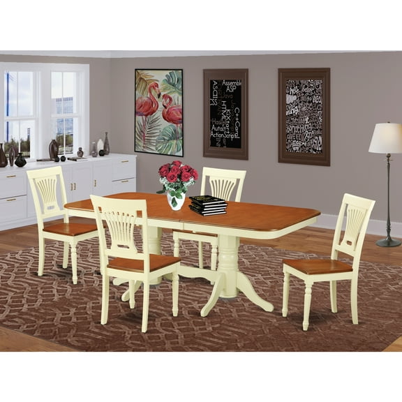NAPL5-WHI-W 5 Pc Dining set-Dining Table and 4 Dining Chairs