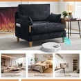 thumbnail image 4 of Black Chenille 3-in-1 Foldable Sofa Bed Recliner - Mid-Century Modern Sleeper for Small Spaces, 74" Bed & Removable Pillows, Apartment-Friendly, 4 of 9