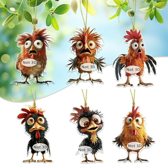 6Pcs Crazy Swinging Bird Car Mirror Hanging Accessories, Funny Car Interior Decor & Backpack Gifts for Women Men