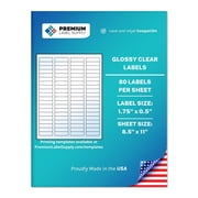 Premium Label Supply Glossy Clear Return Address Labels – 1.75” x .5" – Laser/Inkjet Compatible – (80 Labels/Sheet), 10 Sheets – 800 Total Adhesive Labels