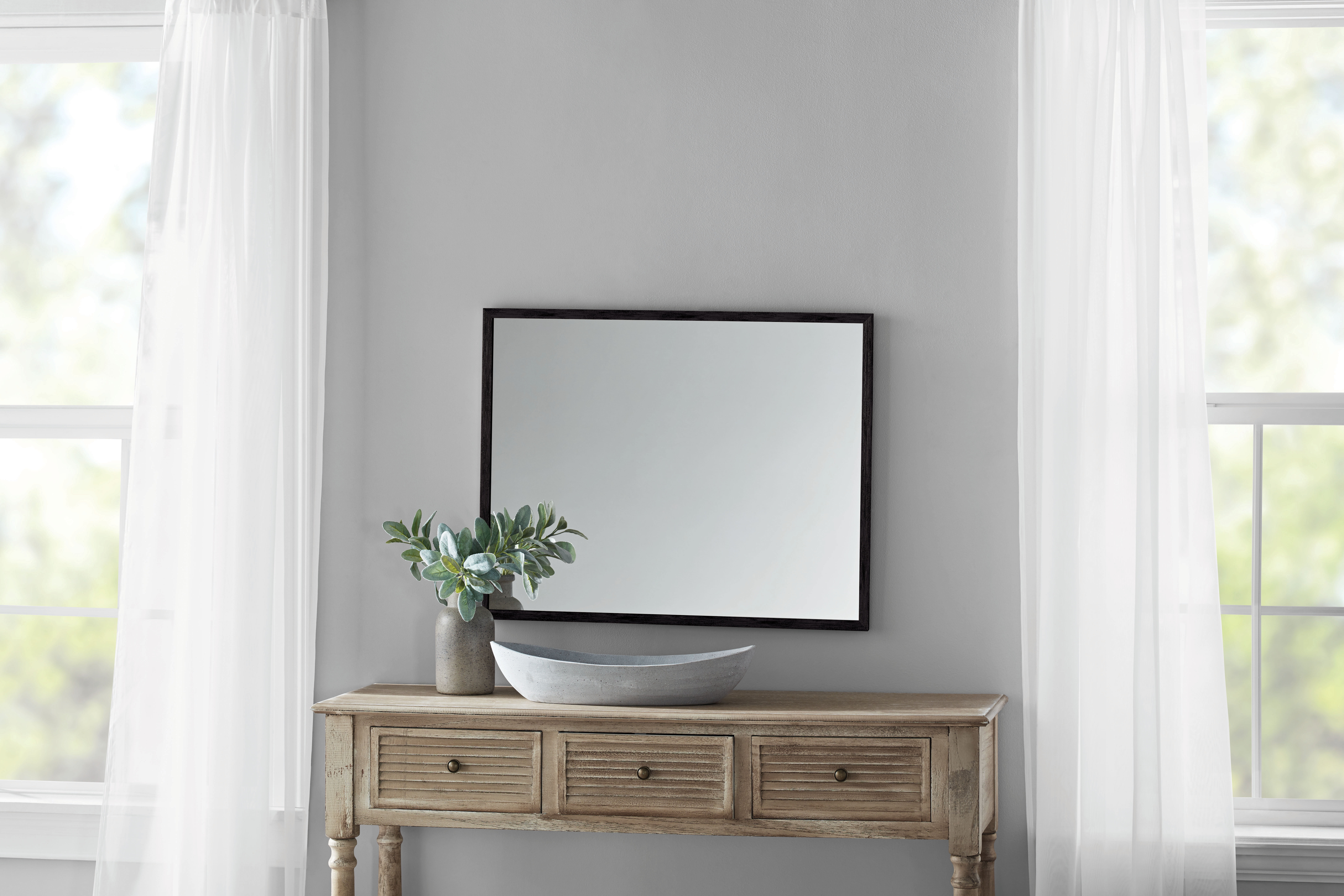 Mainstays 23x29 Black Rectangle Small Decorative Wall Mirror for Bathroom or Living Room