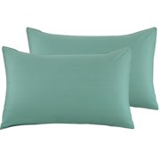 DuShow 100% Cotton Pillow YPF5Cases Queen Size-20x30 Inches,2 Pack Green Cotton Pillowcases with Envelope Closure,Super Soft and Breathable(Green,Queen)