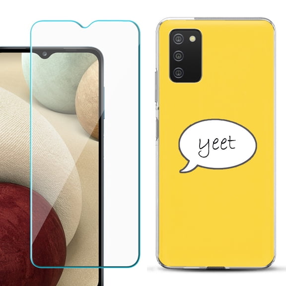 Slim-Fit TPU Fashion Phone Case for Samsung Galaxy A03s, with Tempered Glass Screen Protector, by OneToughShield ® - Yeet