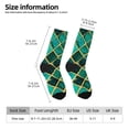 thumbnail image 2 of Hirioo Green Mosaic Glass Pattern Adult Middle Tube Socks Breathable Sock Non-Pilling,Contrasting Color Design, 2 of 6