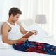 thumbnail image 5 of Balery Red White Blue Fireworks Pantalones de pijama para hombre, pijama ultraligero, pantalón de descanso-Small, 5 of 6