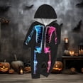 thumbnail image 4 of HJYCHN Suits Halloween Family Pajamas Family Pajamas Matching Sets Skeleton Print Hooded Zip Front Long Sleeve Full Length Homewear, 4 of 8