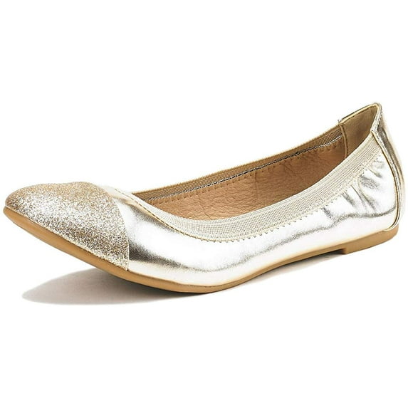 Dream Pairs Women's Ballerina Ballet Flats Classic Pointed Toe Slip On Shoes Sole-Flex Gold Size 5