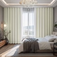 thumbnail image 2 of Cream White Stripe Blackout Curtains for Bedroom/Living Room, Pinch Pleated Black Out Curtains, Modern Rustic Vertical Striped Room Darkening Window Drapes with Hooks 2 Panels, 59"x70", 2 of 8
