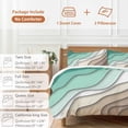 thumbnail image 6 of 3 Piece Green Brown Ombre Duvet Cover Set Queen Size,Microfiber Comforter/Quilt Cover with Corner Ties and 2 Pillowcases,Modern Geometric Abstract Aesthetic Cream Soft Bedding with Zipper Closure, 6 of 8