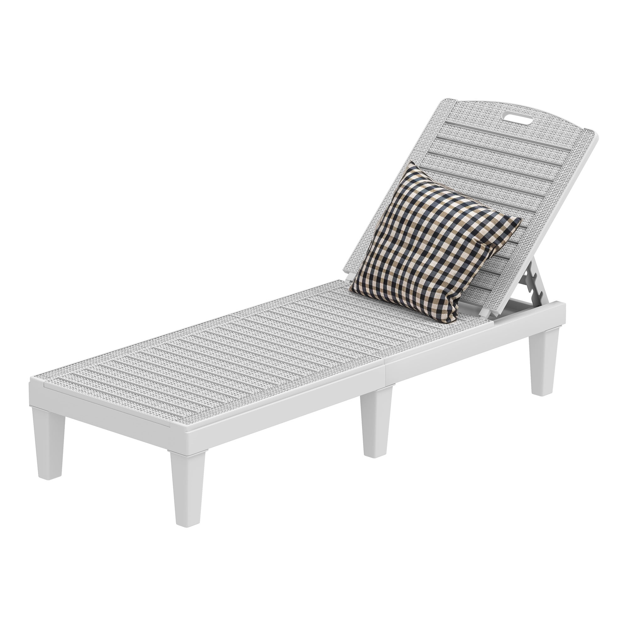 Uforic Outdoor Plastic Chaise Lounge Chair, 5-Position Adjustable Waterproof Poolside Recliner, Easy Assembly Patio Lounger for Garden Backyard, Grayish White, 1 Piece