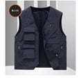 thumbnail image 4 of Yaoyar Men's Utility Cargo Vest Outdoor Fishing Travel Work Photo Vest with Pockets Solid Vest Coat Stand Collar Sleeveless Hoodless Jacket Tank Tops Dark Blue L, 4 of 5