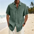 thumbnail image 5 of Yifymode Mens Short Sleeve Shirts Button Down Casual Summer Beach Vacation Lightweight Textured Pocket Dress Shirt Tops,Green L, 5 of 8