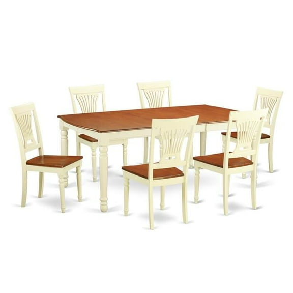 Dining Room Table Set with 6 Table & 6 Chairs, Buttermilk & Cherry - 7 Piece