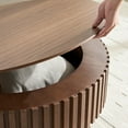 thumbnail image 4 of 31.49'' Round Coffee Table with Storage, Modern Center Table with Sturdy Pedestal Base, End Table for Apartment Living Room, Walnut, 4 of 9