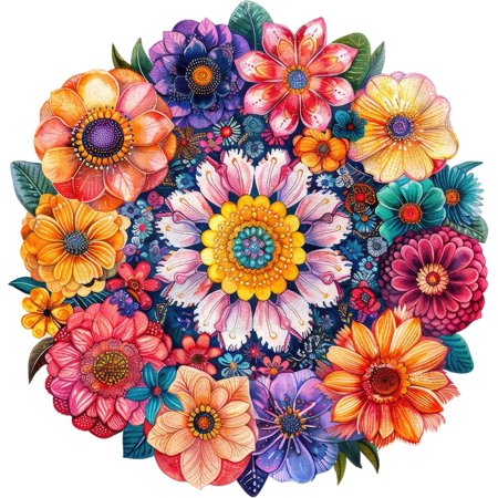 Puzzles for Adults Round Flower Wooden Puzzles, 500 Pieces Unique Shaped Liberty Jigsaw Puzzles, Birthday for Adults and Kids, Fun Challenge Family Game 16.1'' x 16.7''