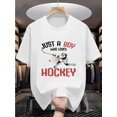 thumbnail image 1 of Soft Breathable Boys' "Just a Boy Who Loves Hockey" Graphic T-Shirt | Sporty Graphic Shirt for Spring/Summer Sports & Casual Play - Comfortable Fit, 1 of 6