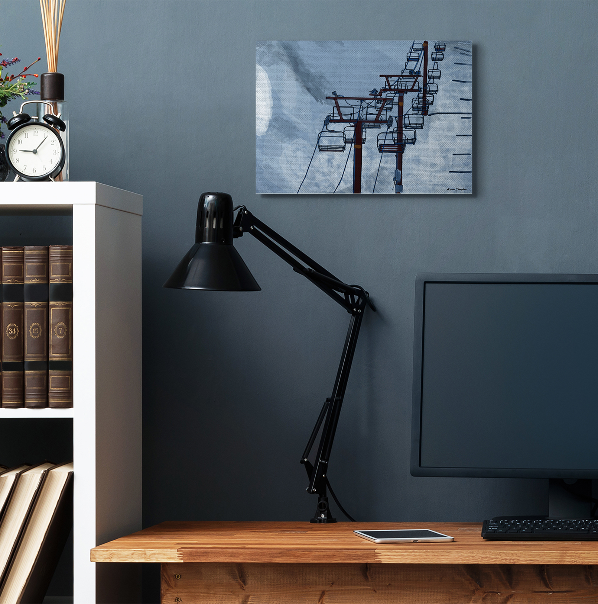 Stupell Home Décor Ski Lift Blue Sky Painting Canvas Wall Art by Karen Dreyfus