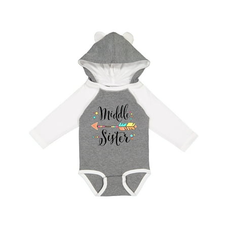 

Inktastic Middle Sister- dots and arrow Gift Baby Girl Long Sleeve Bodysuit